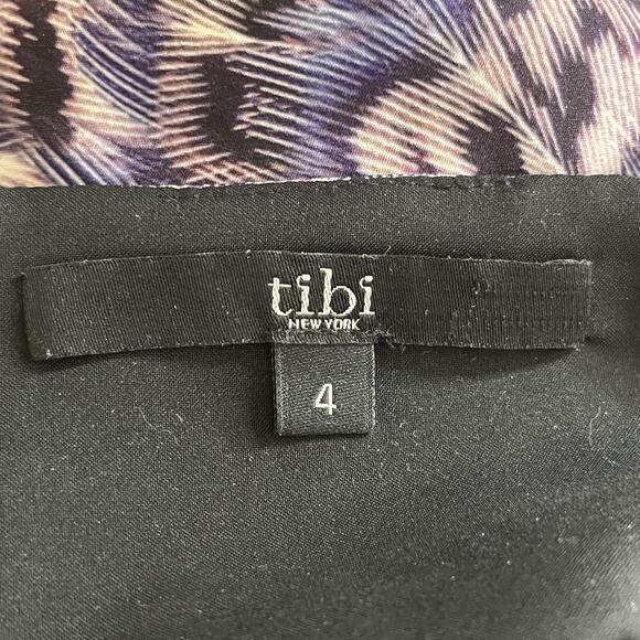 Tibi Slip Dress Women's Size 4 Ibis Drop Waist Rufle Purple Blue Feather Print - Picture 9 of 9
